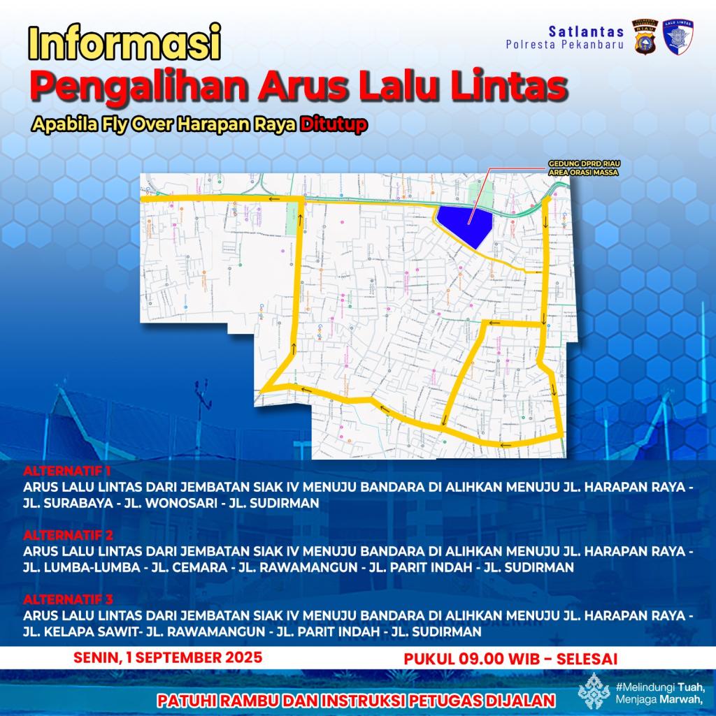 Antisipasi Macet Total, Ini Satlantas Polresta Pekanbaru Terapkan Rekayasa Lalu Lintas saat Demo di DPRD Riau