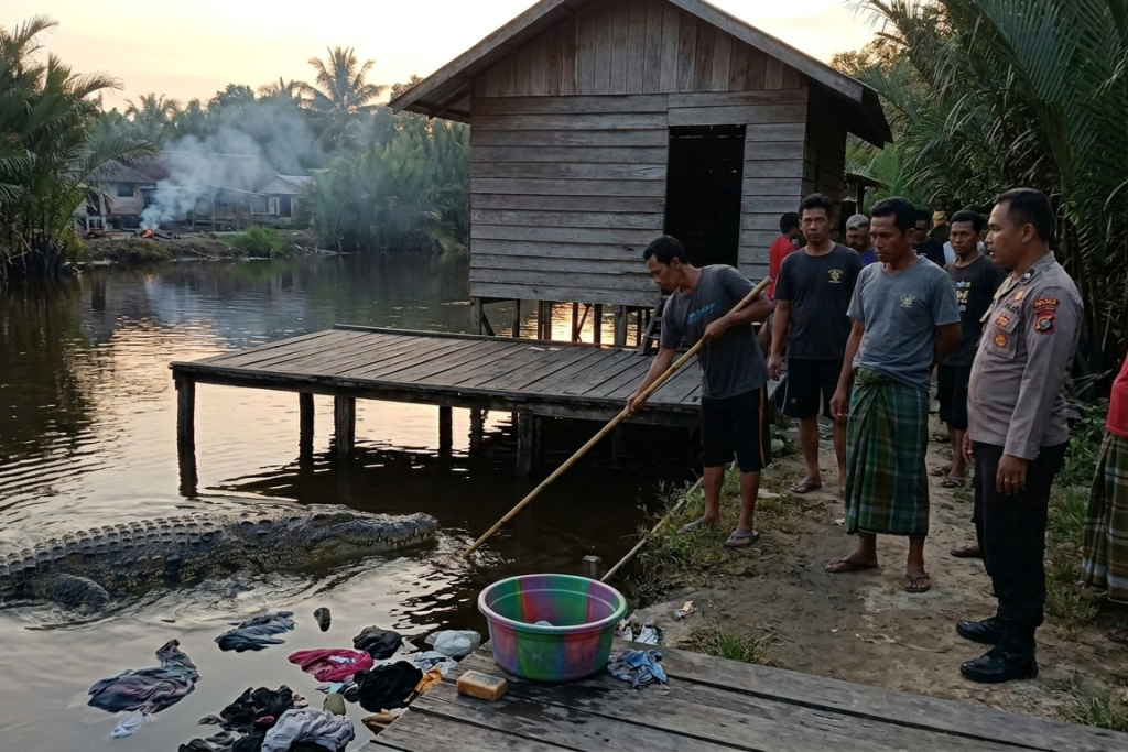 Senja Terakhir Santi di Tepian Sungai Metas, Buaya Ganas Merenggutnya dari Keluarga