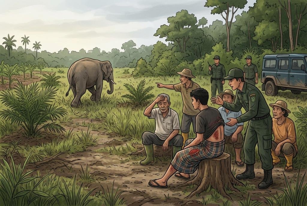 Remaja 18 Tahun di Bengkalis Terluka Saat Usir Gajah Liar