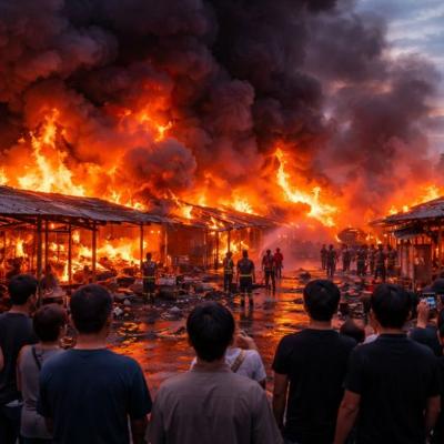 Kebakaran Hebat Landa Kawasan Mega Legenda Batam, Puluhan Lapak Pedagang Hangus