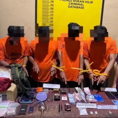 Empat Pelaku Narkoba di Bangko Pusako Ditangkap, Polisi Temukan Ratusan Amunisi