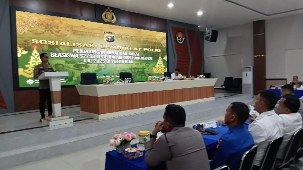 Lemdiklat Polri Sosialisasikan Penjaringan Beasiswa LPDP S2/S3 di Polda Riau, Dorong SDM Unggul Menuju Indonesia Emas 2045