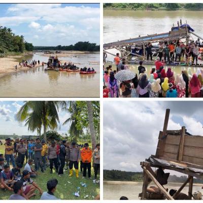 Polres Kuansing Gelar Patroli Gabungan, 55 Rakit PETI Ditemukan di Sungai Kuantan