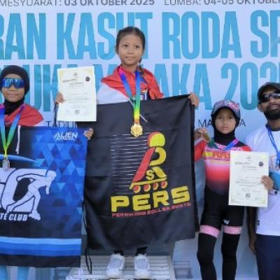 14 Medali Diraih Atlet Sepatu Roda Kecamatan Tualang di Kejuaraan Sepatu Roda Malaka Open Speed challenge 2025