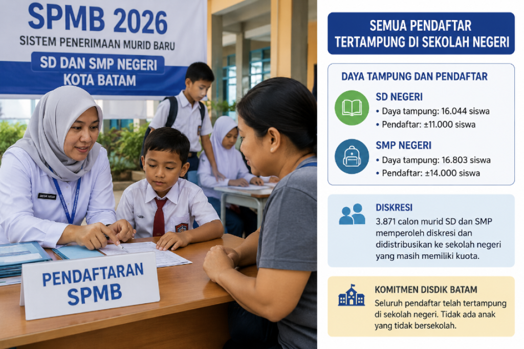 Disdik Batam Pastikan Semua Pendaftar SPMB SD dan SMP Negeri Tertampung