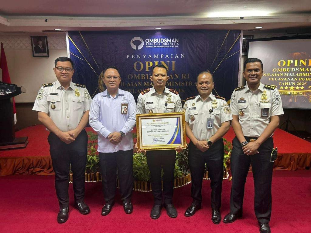 Imigrasi Tanjung Uban Raih Penghargaan dari Ombudsman RI