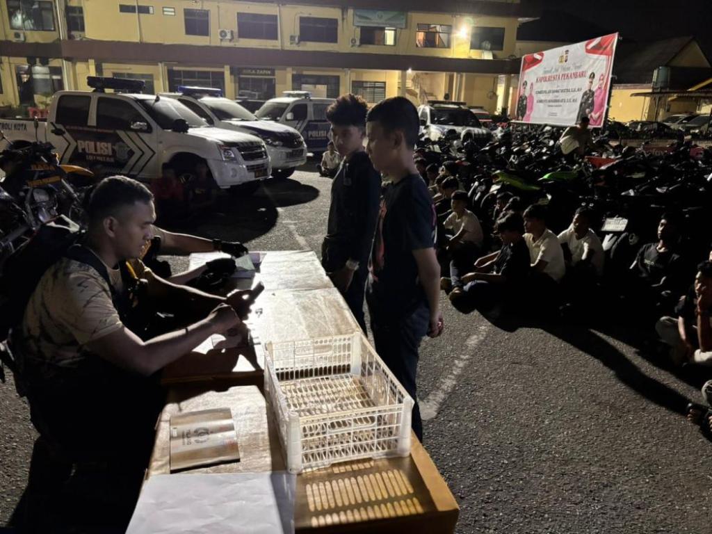Patroli Tim Raga Pekanbaru Amankan 28 Motor Berknalpot Brong
