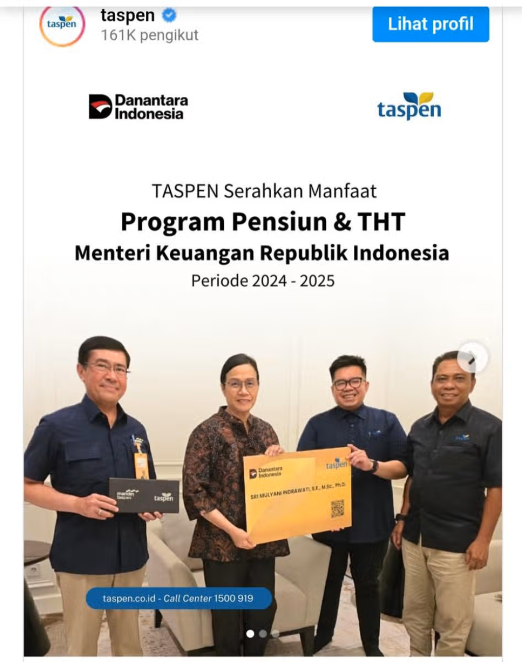 Sri Mulyani Terima Uang Pensiun dari Taspen