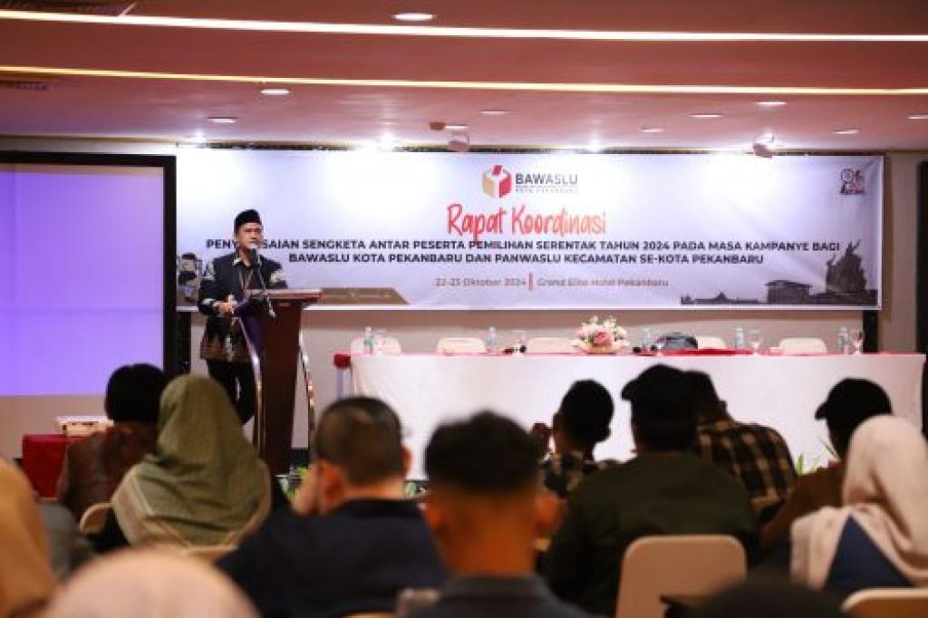 Rapat Koordinasi Bawaslu Pekanbaru untuk Penyelesaian Sengketa Antar Peserta Pemilihan Serentak 2024